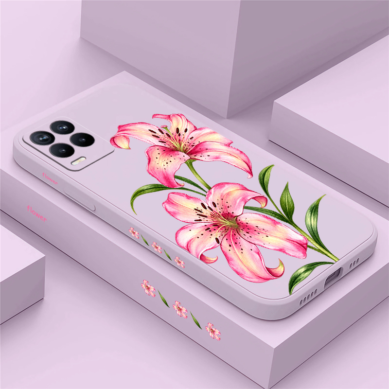 Realme Note 50 - Розовый чехол с цветочным узором для