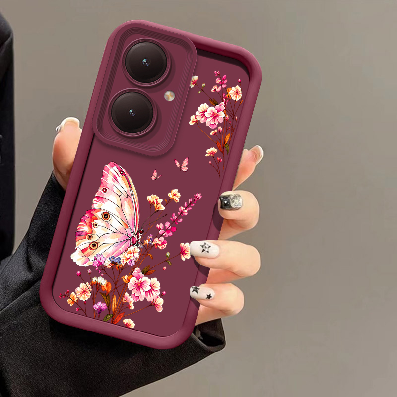 Vivo Y28 - Розовый чехол для телефона с цветочным
