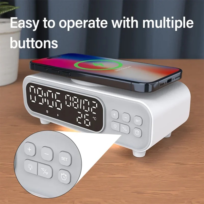 Wireless Charger Watch - Беспроводное зарядное устройство 15 Вт, будильник,