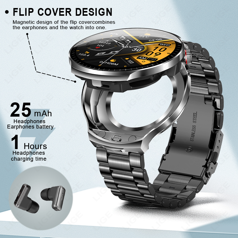 Смарт-часы LIGE 2026 New TWS 2 – обзор и цена Smartwatch Headset